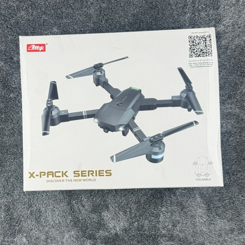 Attop X-Pack 18 Foldable Drone with Camera 2 Batteries‎ and Carrying Case Gray